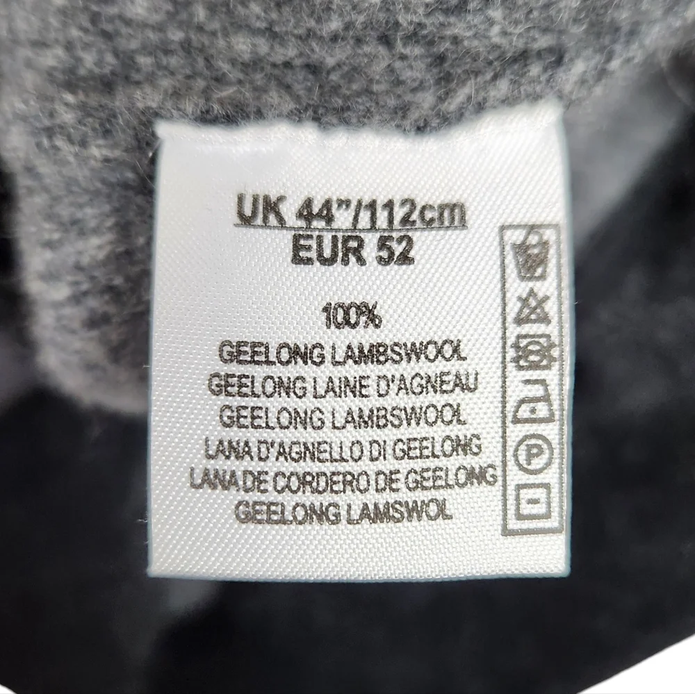 Alan Paine England Super Geelong Lambswool Sweater Grey UK 44 US Mens Size L